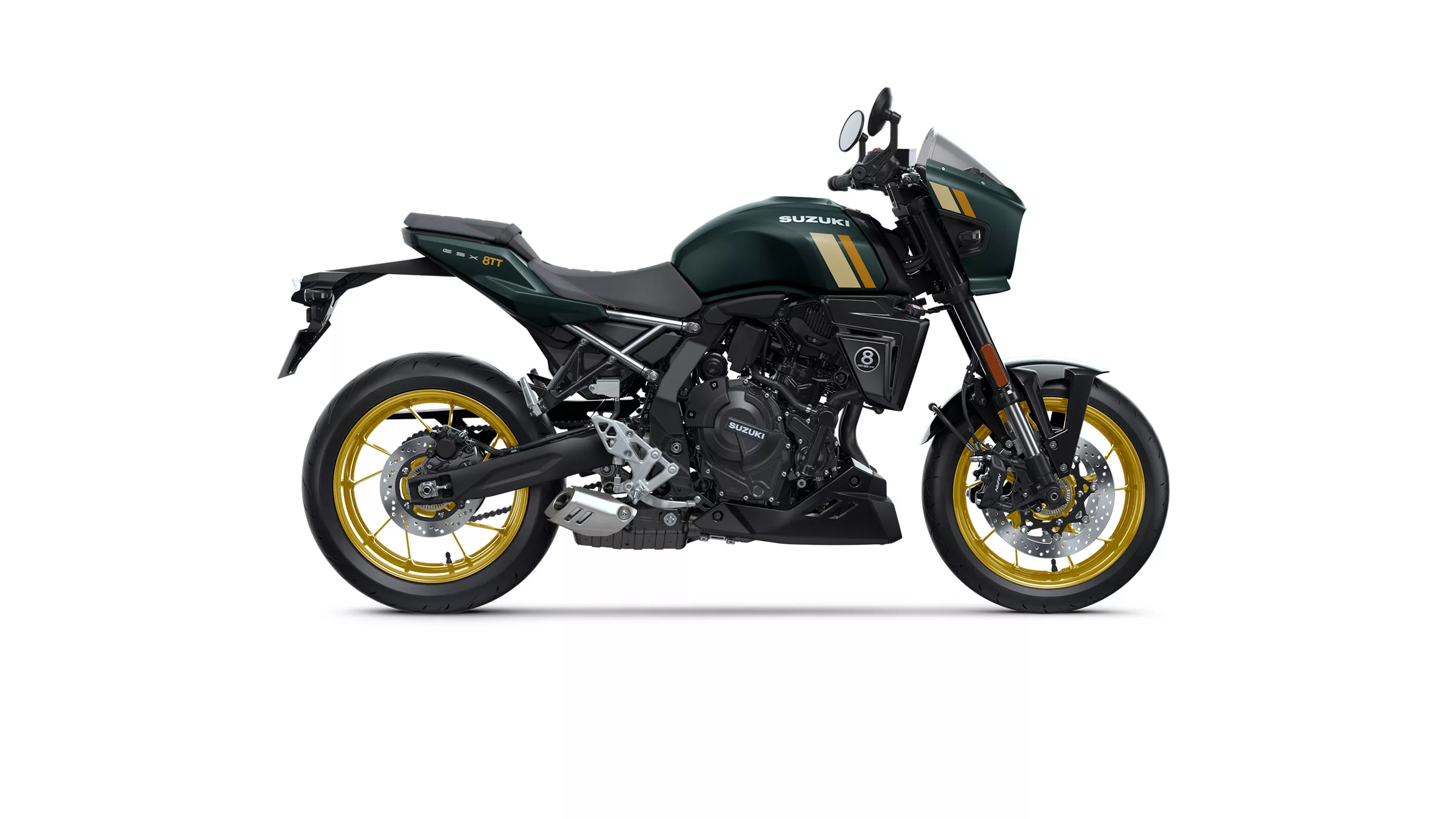 Suzuki GSX-8S nueva color verde mate vista lateral completa